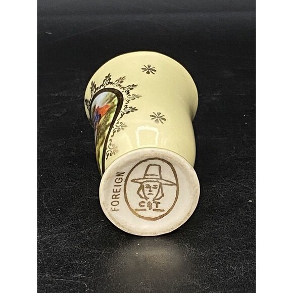 Victorian Hand Painted Toothpick Holder Gold Gilded C & T Pilgrim Foreign 2.5” - Picture 4 of 7